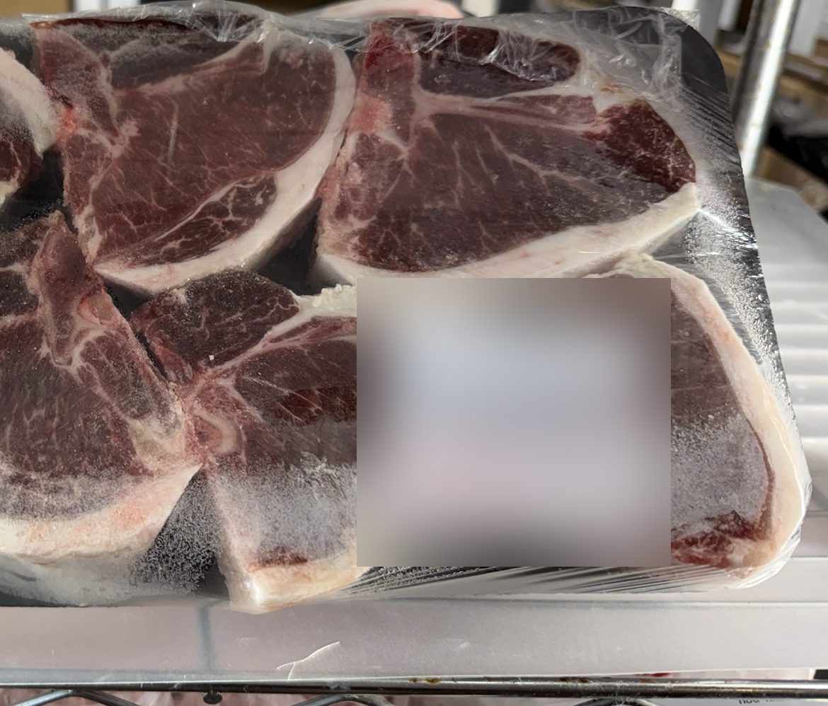 Lamb loin chops on a tray