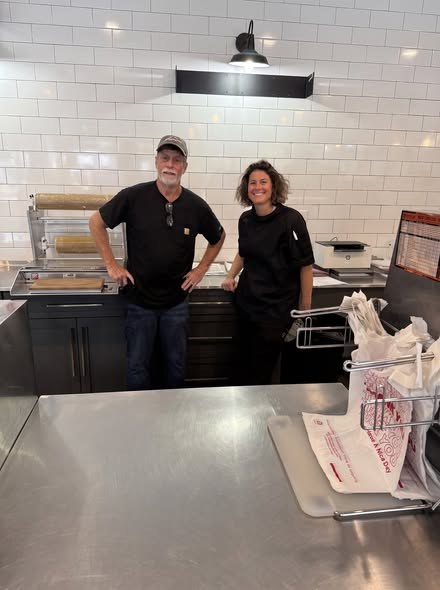 Jim Mims and Kristin Vance in the shop